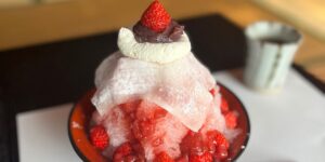 郡上八幡 宗祇庵の苺大福かき氷（ひるがの高原いちご使用）