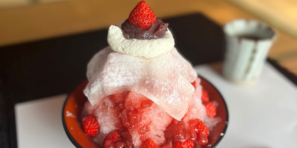 郡上八幡 宗祇庵の苺大福かき氷（ひるがの高原いちご使用）